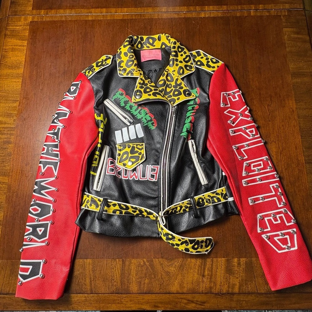 Azalea Wang Veni Vici Vidi Tiger Studded Moto Jacket Size L